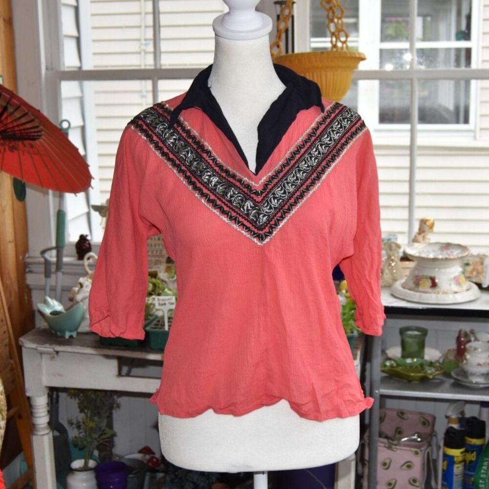 Vintage 1950s Buckboard Fashions Tucson AZ Southwest Patio Blouse Small